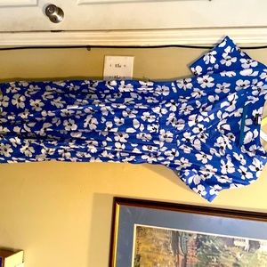 Who What Wear floral print blue dress XS